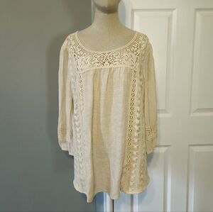 Dressbarn Cream Lace Detail Blouse